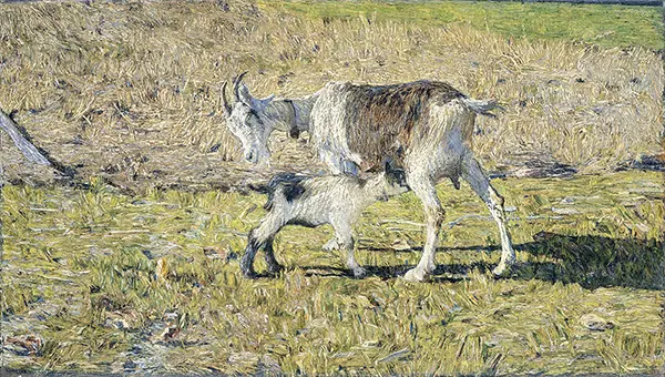 A Goat with her Kid 1890 By Giovanni Segantini