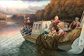 The Royal Family Taking a g Gondola Ride on the Grand Canal of Versailles By George Roux