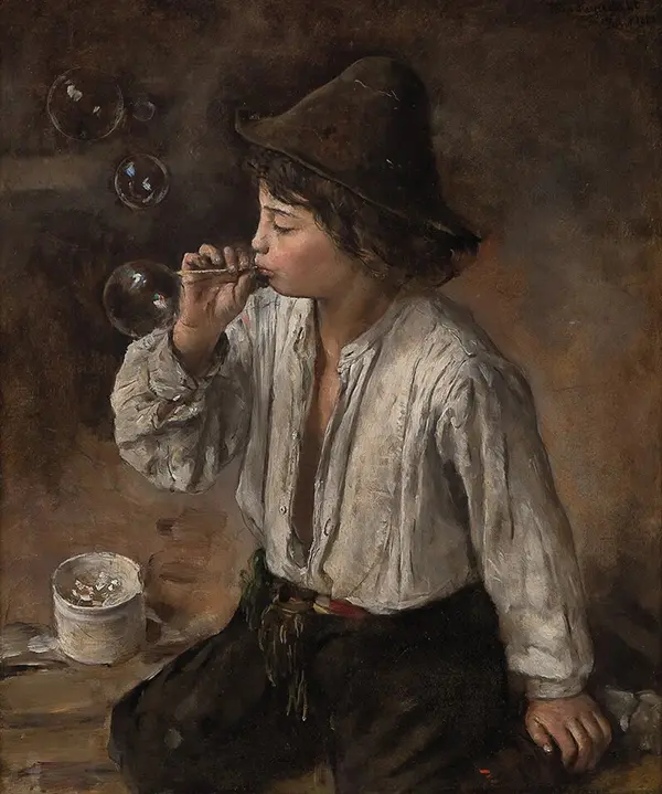 Boy Blowing Bobbles By Hans Heyerdahl
