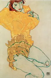 Woman Undressing 1914 By Egon Schiele