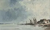 Thames Barges at Pin Mill Suffolk By Edward Seago