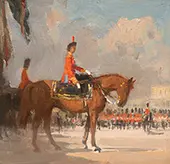On Horseback at her Birthday Parade in 1953 By Edward Seago