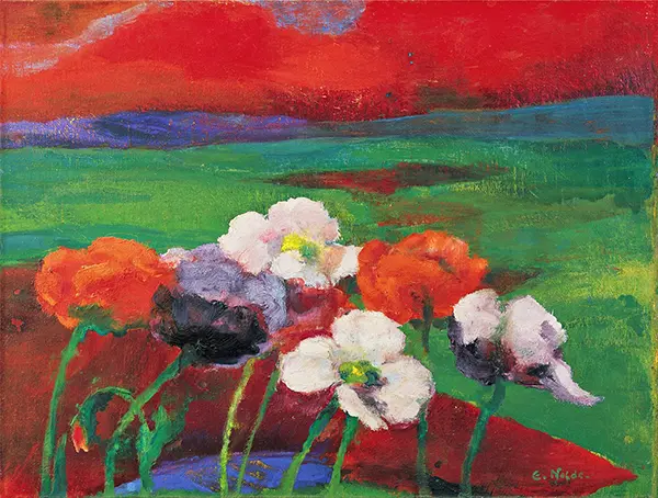 Poppies and Red Clouds in the Evening 1943 By Emil Nolde