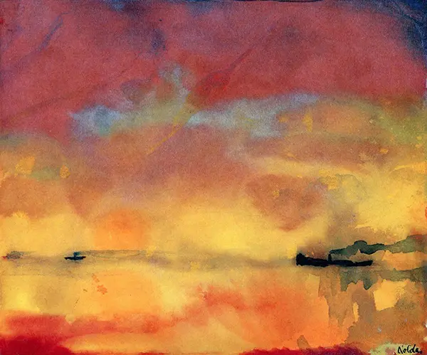 Yellow Sea with Small Steam Ships 1946 By Emil Nolde