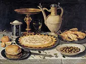 Table with Orange Olives and Pie 1611 By Clara Peeters