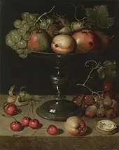Still Life with Pears an Apple an Apricot and Walnuts By Clara Peeters