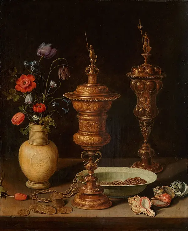 Still Life with Flowers and Gold Cups of Honour By Clara Peeters