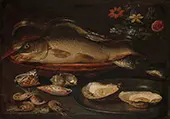Still Life with Fish Sea Food and Flowers By Clara Peeters