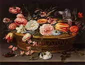 Still Life of Roses Carnations Tulips Narcissi Irises By Clara Peeters