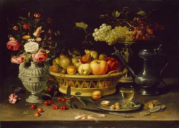 Still Life of Fruit and Flowers c1585 By Clara Peeters