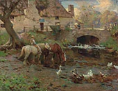 Horses Watering By Frederick Hall