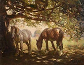 Two Horses in The Shade By Frederick Hall
