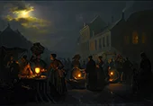A Market at Dusk By Petrus van Schendel