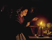 A Market Scene by Candlelight By Petrus van Schendel