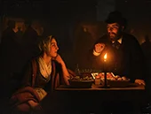 A Market Scene by Candle Light By Petrus van Schendel
