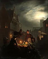 A Market Stall by Candlelight 1844 By Petrus van Schendel