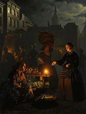 A Moonlit Vegetable Market 1855 By Petrus van Schendel