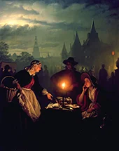 Birds Stall by Candlelight By Petrus van Schendel