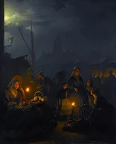 Dutch Market by Moonlight 1853 By Petrus van Schendel