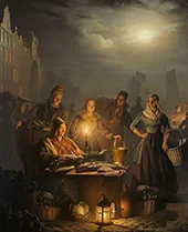 Fish Market at Evening By Petrus van Schendel