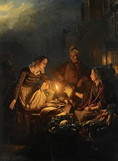 Moonlit Market in the Hague By Petrus van Schendel