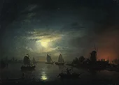 Moonlit Riverscape By Petrus van Schendel