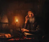 Reading by Candlelight 1839 By Petrus van Schendel