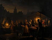 The Main Square in The Hague in the Evening By Petrus van Schendel