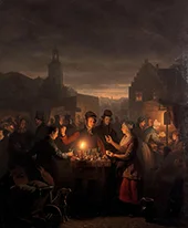 The Noordermarkt by Night Amsterdam By Petrus van Schendel