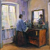 The Closed Shutters Round Beach Towel By Elizabeth Nourse