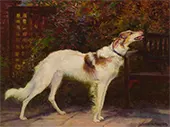 Borzoi Beside a Garden Bench By Elizabeth Rockefeller Strong