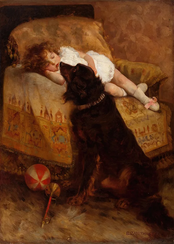 Sleeping Child with Dog 1887 By Elizabeth Rockefeller Strong