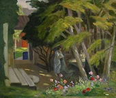 Garden with a Woman By Georg Pauli
