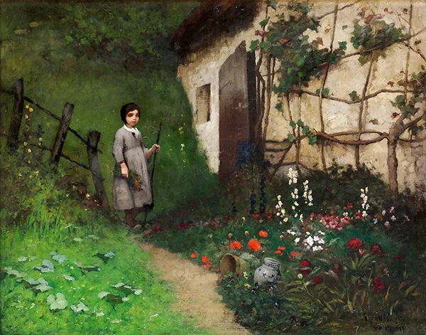 Girl in French Garden By Georg Pauli