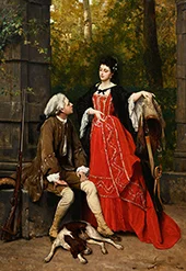 A Hunter a Lady and a Hound 1873 By Auguste Serrure