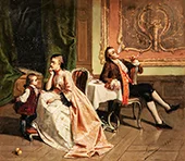 An Interior Scene with a Family 1854 By Auguste Serrure