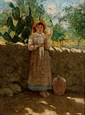 Girl with a Distaff Against a Wall 1894 By Curt Agthe