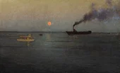Rosy Moon off Charleston Harbor By Birge Harrison