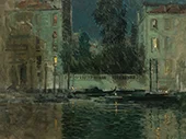A Venetian Canal at Night By Paul Cornoyer