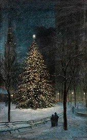Christmas in Madison Square Park By Paul Cornoyer