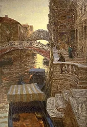 Venetian Canal at Sunset By Paul Cornoyer