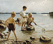Boys Playing on the Shore 1884 By Albert Edelfelt