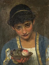 Young Woman Holding a Plate of Fruit By William Arthur Breakspeare