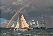 Rainbow at Sea with Some Cruising Ships 1836 By Christoffer Wilhelm Eckersberg