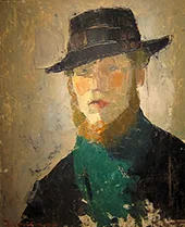 Self Portrait with Black Hat 1908 By Rick Wouters