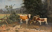 Cows at the Watering Place 1880 By Christian Skredsvig