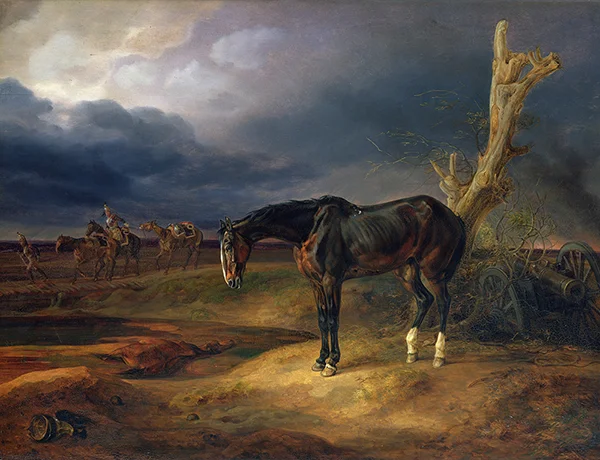 Ownerless Horse on the Battlefield at Mozhaisk By Albrecht Adam