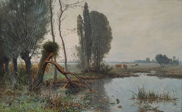 Landscape with Cows 1880 By Christian Skredsvig