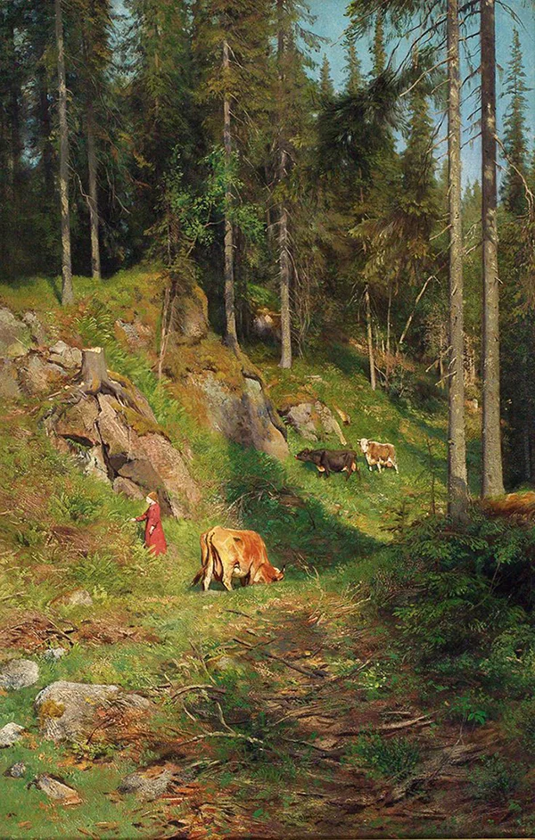 Tenement with Cows 1884 By Christian Skredsvig