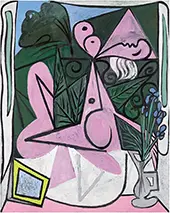 Nude with Iris Bouquet and Mirror By Pablo Picasso
